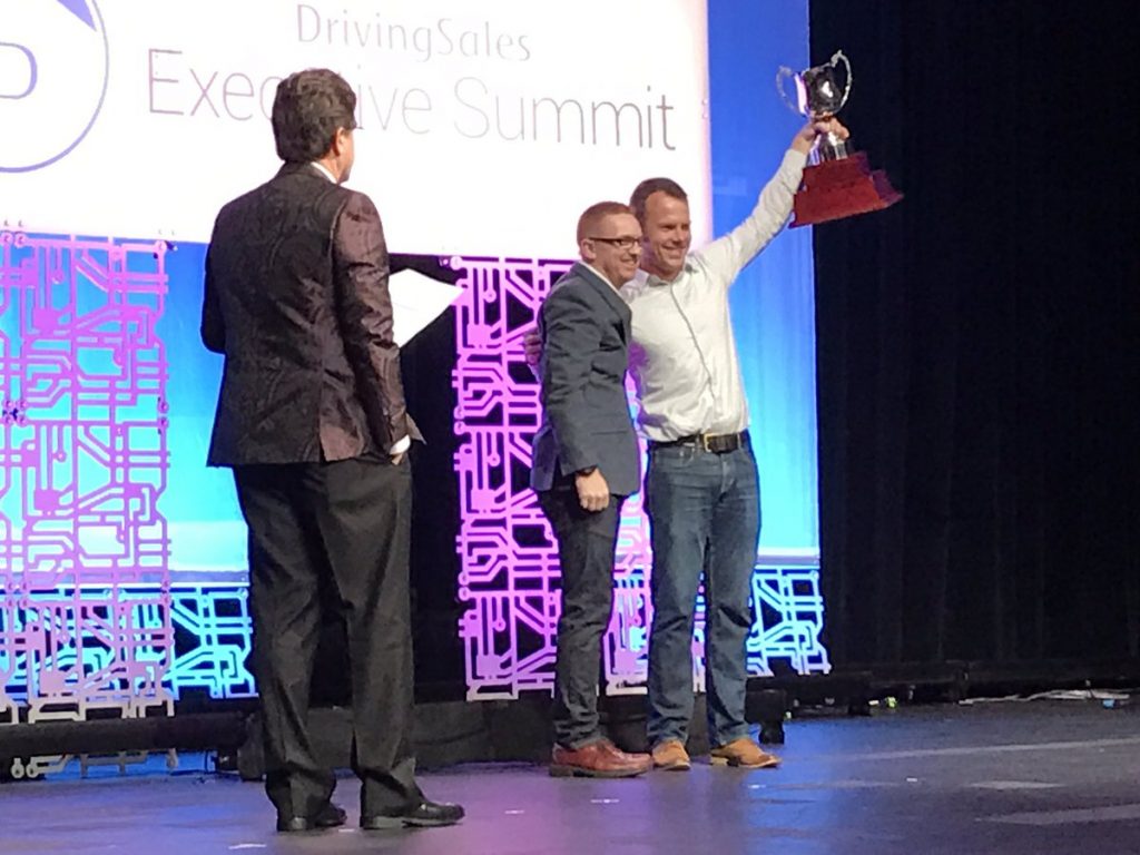 DrivingSales CEO Jared Hamilton with DSES 2016 Innovation Cup Winner - Steve White from Clarivoy