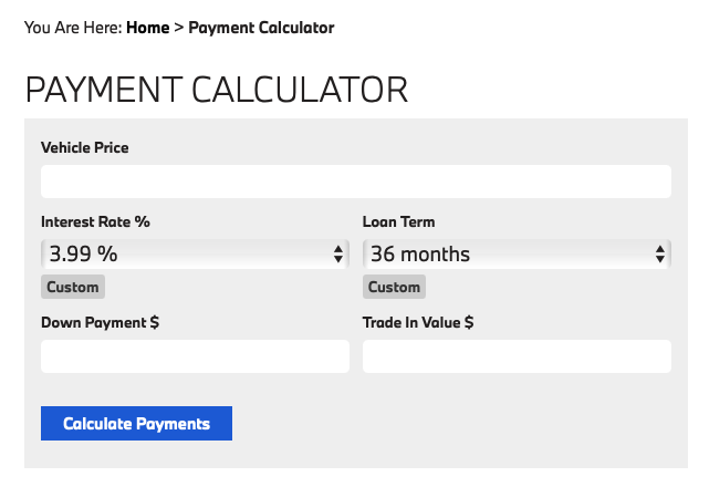 Car finance deals payment calculator